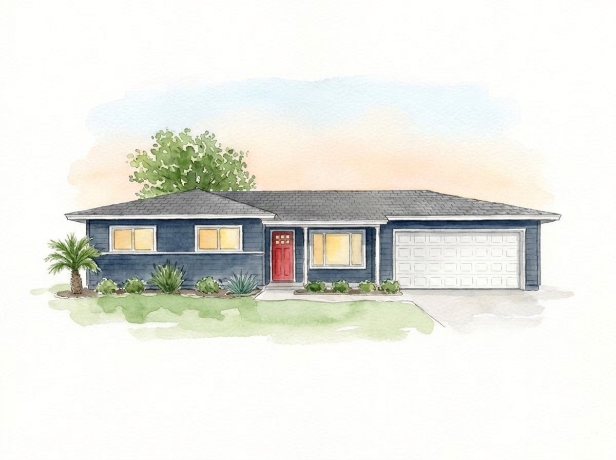 Watercolor Home Portrait example artwork